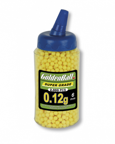 0,12 GRAMOS BOLSA GOLDEN BALL 2500 BOLAS 6 MM AIRSOFT MUNICION