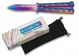 Pocket knife butterfly RAINBOW. no clip