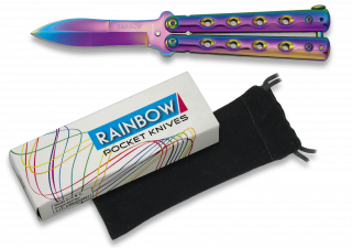 Rainbow balisong. No clip. Blade 7.2 cm