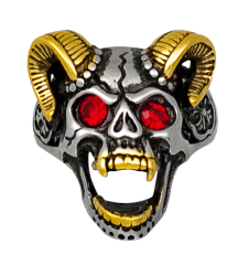  SKULL RING WITH HORNS