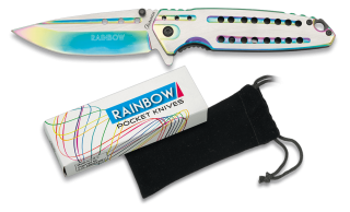 Rainbow pocket knife with pouch. Bl. 9.5