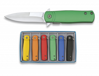 Set 6 Albainox aluminium FOS penknives.