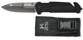K25 AH-64 penknife.Black rubbered handle
