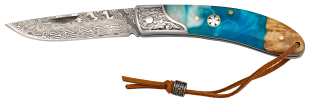Ornated bolster damascus penknife