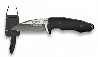 K25 black G10 knife. Blade: 7 cm