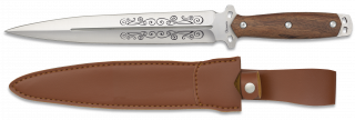 Albainox wood knife. Leather sheath