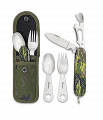 Set Cubiertos camping Multicam Verde