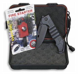 Set: Box+Fire starter+Pocket knife