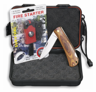 SET: Box+Fire starter+Pocket knife