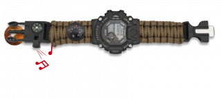 Reloj con paracord, pedernal y brujula