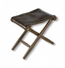 Small folding chair. Wood/leather. 29 cm