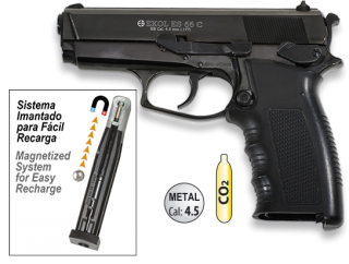 PISTOLA EKOL 66C CO2 BOLAS ACERO 4.5