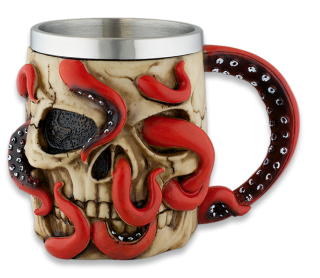 Resin mug. Octopus-skull