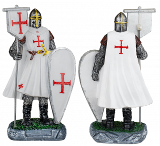 Templario blanco Resina bandera-escudo ,