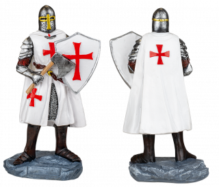 Templario blanco Resina hacha-escudo