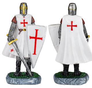 White Shield-sword resin Templar Knight