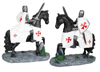 Caballo negro Templario blanco-Espada