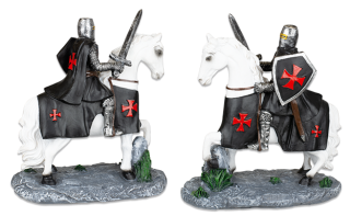White horse. Black Templar with sword.20