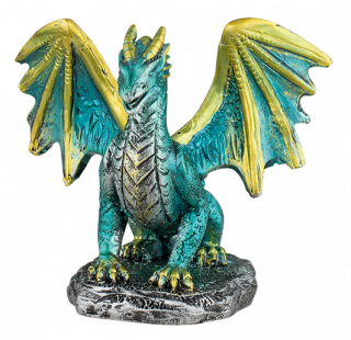 Dragón alas Resina Verde, 7.5 cm