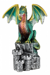 Dragón verde castillo Resina 11.5 cm