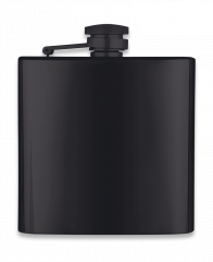 Albainox stainless black hip flask. 6 Oz