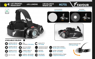 Linterna fronta FAVOUR. 490 LUMENS