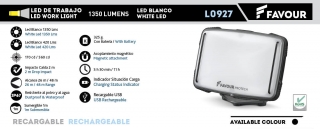 Foco FAVOUR recargable 1350 lumens