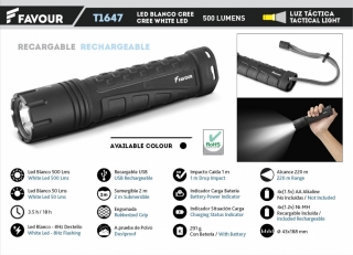 Tactical light. Rechargeable FAVOUR 500