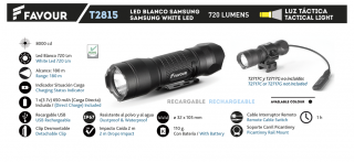 Lampe torche FAVOUR réchargeable 720 lm